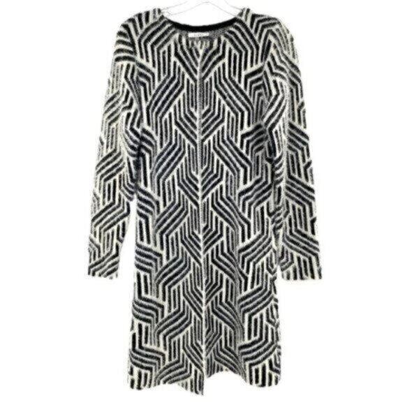Sioni Sweaters - Sioni Anthropologie Women's Long Fuzzy Geometric Cardigan Sweater